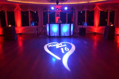 Custom gobo light projection at an event